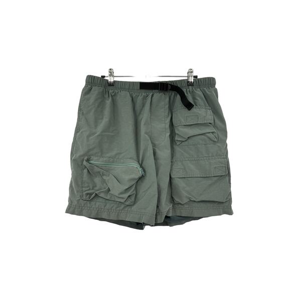 Urban Outfitters Shorts Mens Large Utility Cargo Green Pull On Belted Relaxed - Picture 4 of 8
